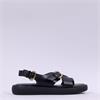 Wonders Horizon Toepost Cross Sandal - Black Gold Leather